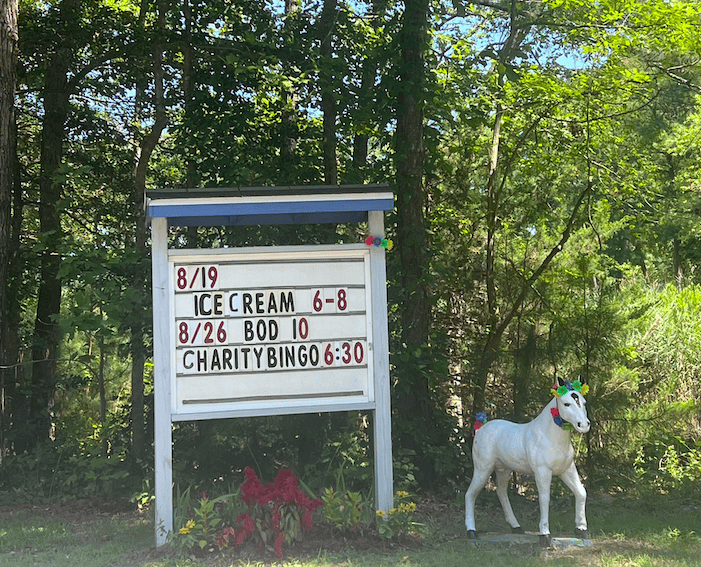 white horse park event sign